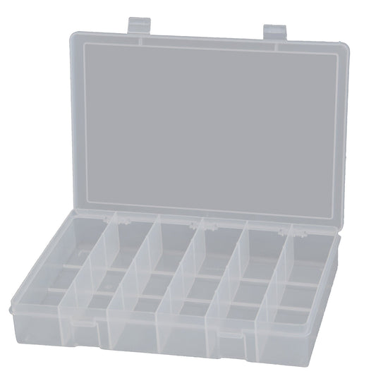 Centerline Dynamics Durham Compartment Boxes Durham Large Plastic Compartment Box, 6 Openings, Clear