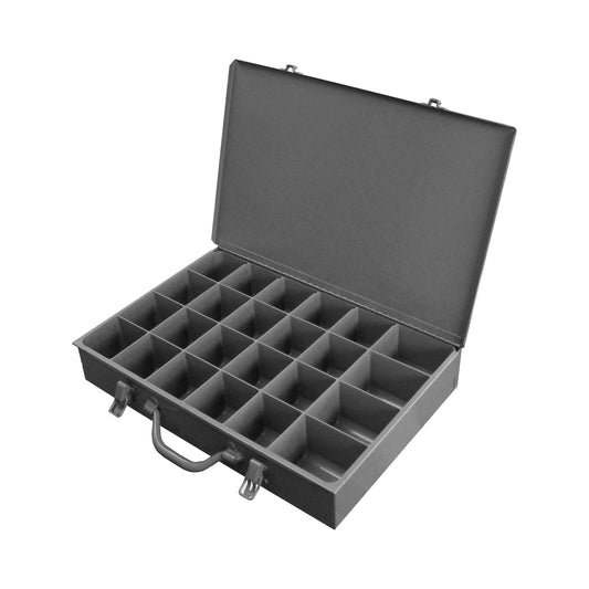 Centerline Dynamics Durham Compartment Boxes Durham Large Steel Compartment Box, 24 Compartments, Comfort Grip Handle, Gray