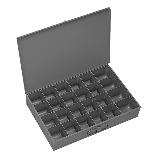 Centerline Dynamics Durham Compartment Boxes Durham Large Steel Compartment Box, 24 Compartments, Gray