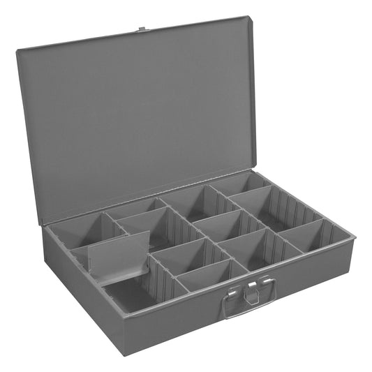 Centerline Dynamics Durham Compartment Boxes Durham Large Steel Compartment Box, Adjustable Compartments, Vertical, Includes 9 Dividers, Gray