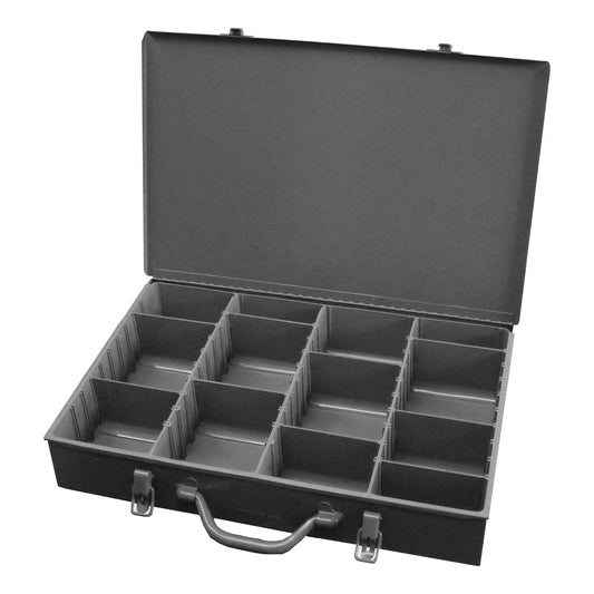 Centerline Dynamics Durham Compartment Boxes Durham Large Steel Compartment Box, Comfort Grip Handle, Adjustable Compartments, Vertical, Gray