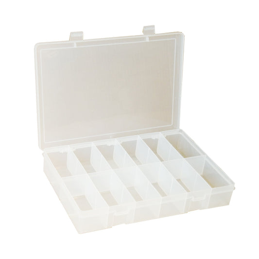 Centerline Dynamics Durham Compartment Boxes Durham Small Plastic Compartment Box, 12 Openings, Clear