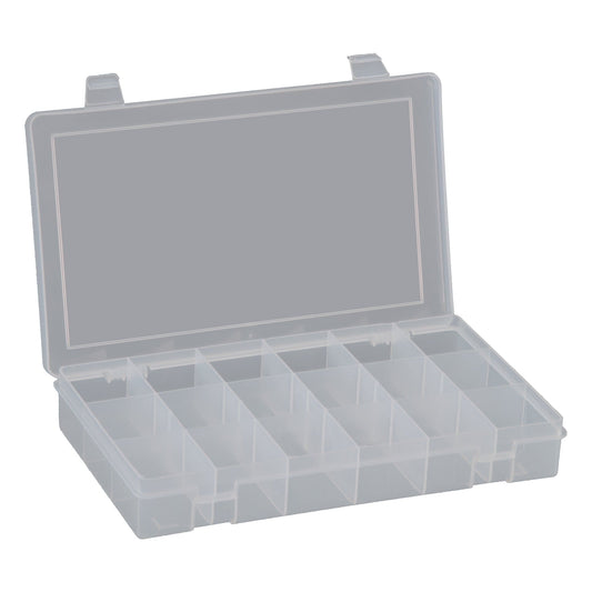 Centerline Dynamics Durham Compartment Boxes Durham Small Plastic Compartment Box, 18 Openings, Clear