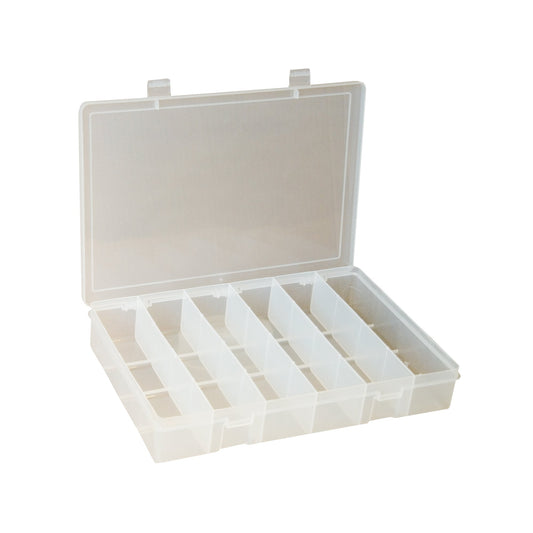 Centerline Dynamics Durham Compartment Boxes Durham Small Plastic Compartment Box, 6 Openings, Clear