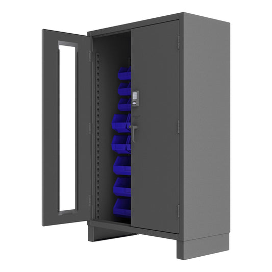 Centerline Dynamics Durham Electronic Access Control Blue Durham Access Control Cabinet, 14 Gauge, 42 Blue Bins, 48 x 24 x 78