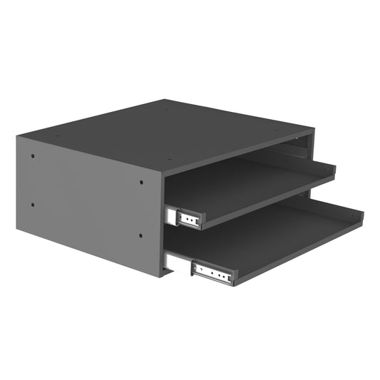 Centerline Dynamics Durham Slide Rack Durham Large Bearing Slide Rack, 2 Compartment Boxes, Heavy Duty Steel, Gray