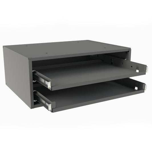 Centerline Dynamics Durham Slide Rack Durham Small Bearing Slide Rack, 2 Small Compartment Boxes, Gray