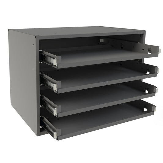 Centerline Dynamics Durham Slide Rack Durham Small Bearing Slide Rack, 4 Small Compartment Boxes, Gray