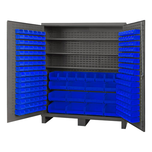 Centerline Dynamics Durham Speciality Cabinets Blue Durham Cabinet, 14 Gauge, 3 Shelves, 212 Bins, 72 x 24 x 84