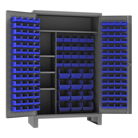 Centerline Dynamics Durham Speciality Cabinets Blue Durham Maintenance Cabinet, 12 Gauge, 4 Shelves, 156 Bins, 48 x 24 x 78