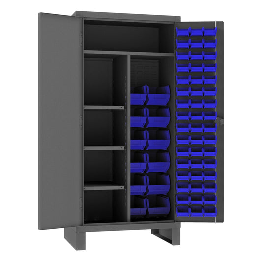 Centerline Dynamics Durham Speciality Cabinets Blue Durham Maintenance Cabinet, 12 Gauge, 4 Shelves, 60 Bins, 36 x 24 x 78