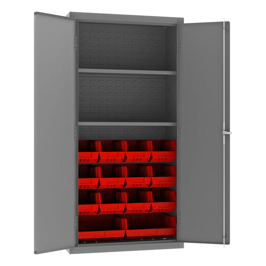 Centerline Dynamics Durham Speciality Cabinets Durham Cabinet, 14 Gauge, 2 Shelves, 14 Bins, 36 x 18 x 72