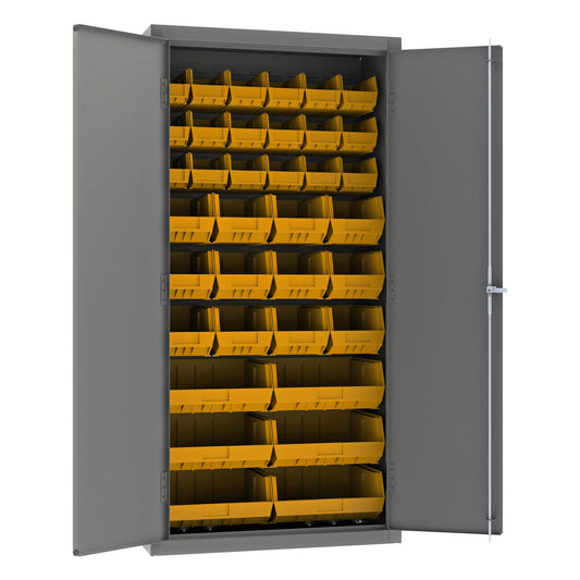 Centerline Dynamics Durham Speciality Cabinets Durham Cabinet, 14 Gauge, 36 Red Bins, 36 x 18 x 72