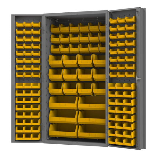 Centerline Dynamics Durham Speciality Cabinets Yellow Durham Cabinet, 14 Gauge, 132 Bins, 36 x 24 x 72