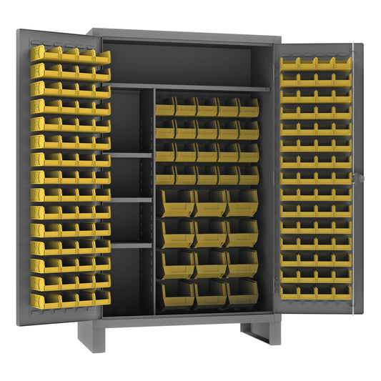 Centerline Dynamics Durham Speciality Cabinets Yellow Durham Maintenance Cabinet, 12 Gauge, 4 Shelves, 156 Bins, 48 x 24 x 78