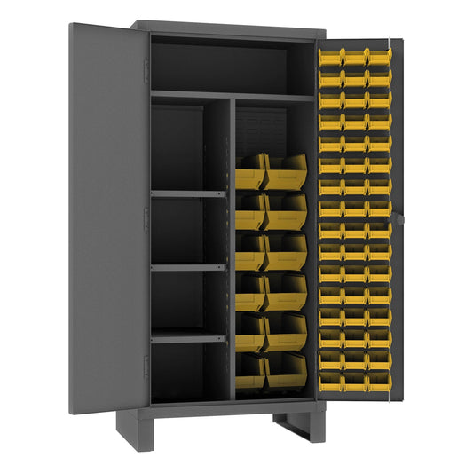 Centerline Dynamics Durham Speciality Cabinets Yellow Durham Maintenance Cabinet, 12 Gauge, 4 Shelves, 60 Bins, 36 x 24 x 78