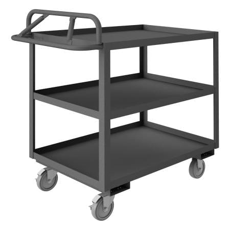 Centerline Dynamics Durham Steel Shelf Carts Durham Stock Cart, 3 Shelves, Ergonomic Handle, 24-1/4 x 42-1/4 x 43-3/8
