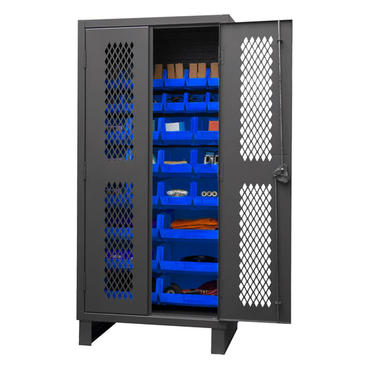 Centerline Dynamics Durham Ventilated Cabinets Blue Durham Ventilated Cabinet, 12 Gauge, 30 Bins, 36 x 24 x 78