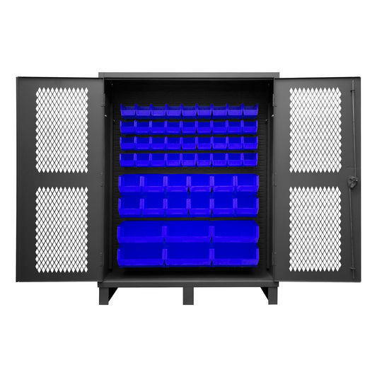 Centerline Dynamics Durham Ventilated Cabinets Blue Durham Ventilated Cabinet, 12 Gauge, 54 Bins, 60 x 24 x 78