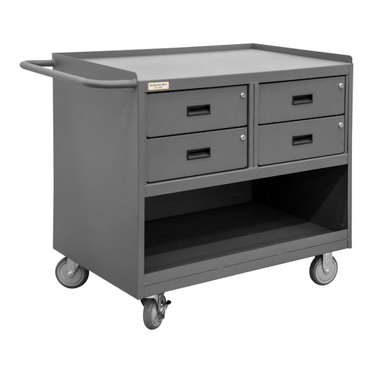 Centerline Dynamics Durham Work Stations and Work Benches Durham Mobile Bench Cabinet, 4 Drawers, No Doors, Steel Top