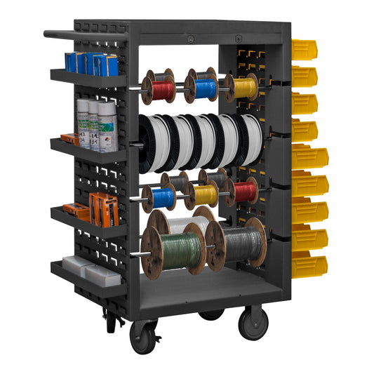Centerline Dynamics Durham Work Stations Durham  Mobile Wire Spool Cart, 8 Rods, Louvered Panel Sides