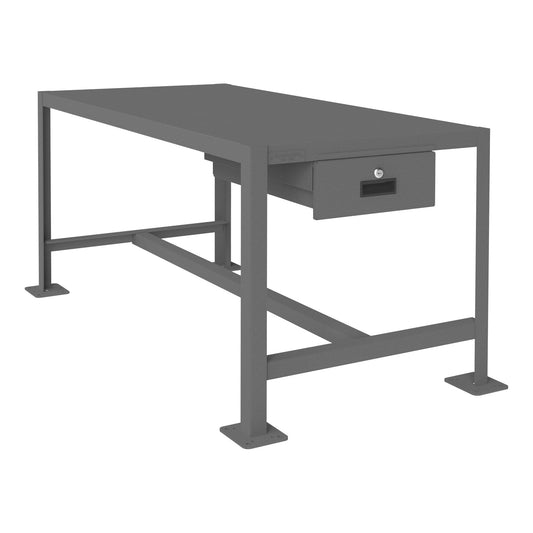 Centerline Dynamics Durham Workbenches 26-3/4 x 51-1/4 x 24-3/16 Durham MT Workbench, 24 x 48, Top Shelf Only with Drawer, 14 Gauge Steel, 2000 lbs. Capacity, Textured Powder Paint, Gray