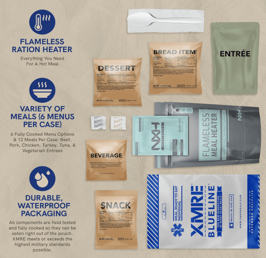 Centerline Dynamics Emergency Kit XMRE Blue Line Emergency Food - Case of 12 Meals