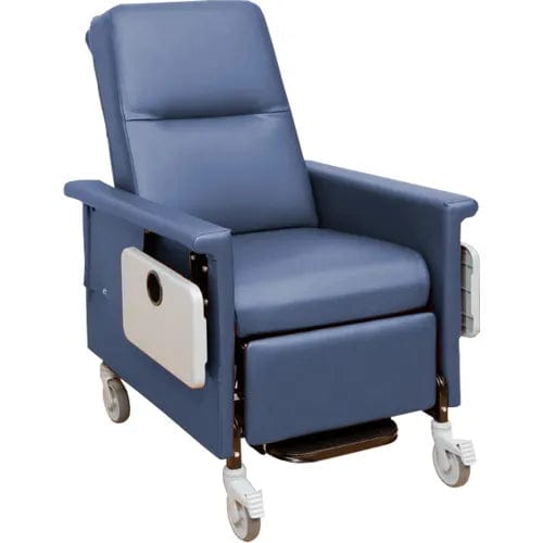 Centerline Dynamics Exam & Treatment Chairs Bonnie Blue Medical Recliner with Infinite Recline, 5" Casters, Push Bar & Side Table