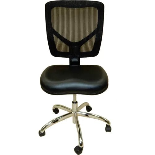 Centerline Dynamics Exam & Treatment Chairs Dental Lab Chair with Vinyl Seat and Mesh Backrest, Black
