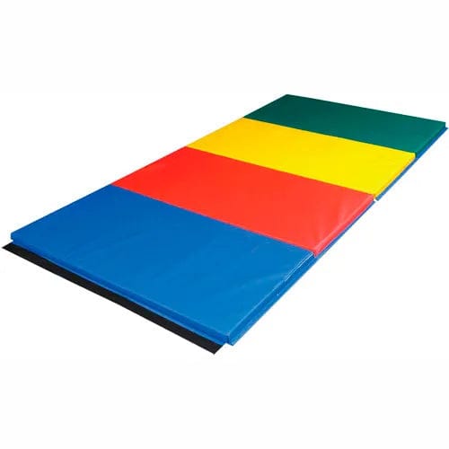 Centerline Dynamics Exercise & Fitness Accordion-Fold Exercise Mat, 1-3/8" PU Foam with Cover, 5' x 10', Rainbow Colors
