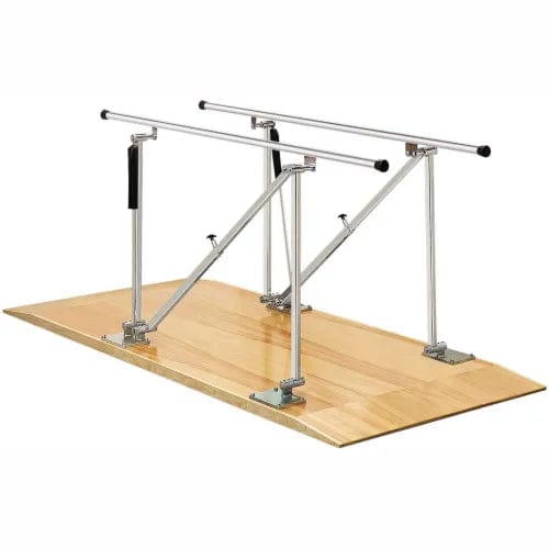 Centerline Dynamics Exercise & Fitness Deluxe Wood Platform Mounted Parallel Bars, Height Adjustable, 7' L