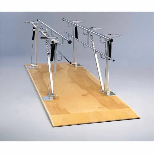 Centerline Dynamics Exercise & Fitness Deluxe Wood Platform Mounted Parallel Bars, Height/Width Adjustable, 7' L