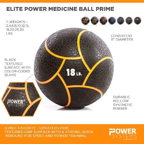 Centerline Dynamics Exercise & Fitness Power Systems Elite Power Medicine Ball - 12 lb. - Gray