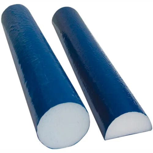 Centerline Dynamics Exercise & Fitness White PE Foam Roller with Blue TufCoat®, Half-Round, 4" Dia. x 12"L