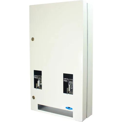 Centerline Dynamics Feminine Hygiene Dispensers Frost Double Sanitary Napkin, Tampon Vendor - White, 25 Cent Vending - 608-1-0.25