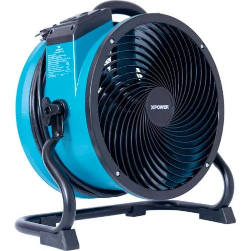 Centerline Dynamics Floor Machines & Vacuums Sealed Motor Axial Air Mover, Blower, Fan w/Power Outlets, 1/4 HP, 2100 CFM, Var Speed, Blue