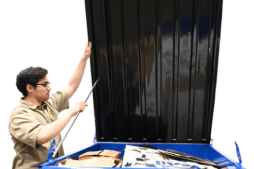 Centerline Dynamics Forklift Attachments Vestil Polyethylene Heavy Duty D Style Hopper Lid (Use with 1 Cubic Yard Hoppers) Black PLID-D-100