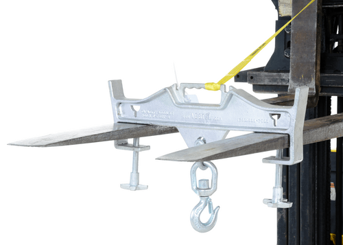 Centerline Dynamics Forklift Attachments Vestil Steel Double Swivel Hoist Optioning Hook 2 In x 23-3/16 In x 14-1/2 In 4000 Lb. Capacity Silver D-FORK-4-SL