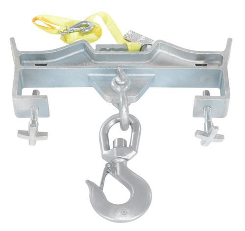 Centerline Dynamics Forklift Attachments Vestil Steel Double Swivel Hoist Optioning Hook 3 In x 23 In x 21-5/8 In 10000 Lb. Capacity Silver D-FORK-10-SL