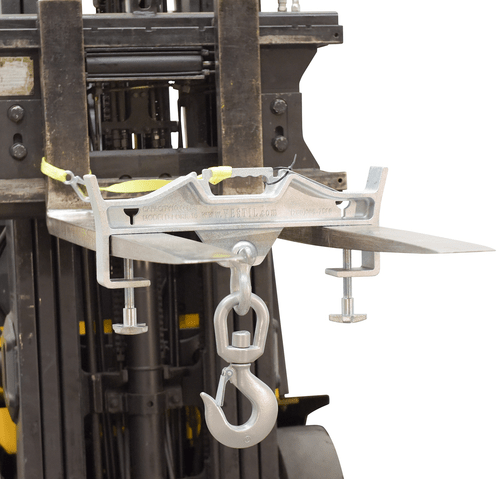 Centerline Dynamics Forklift Attachments Vestil Steel Double Swivel Hoist Optioning Hook 3 In x 23 In x 21-5/8 In 10000 Lb. Capacity Silver D-FORK-10-SL