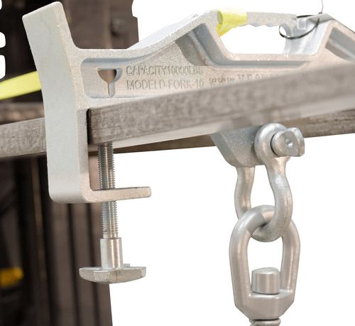 Centerline Dynamics Forklift Attachments Vestil Steel Double Swivel Hoist Optioning Hook 3 In x 23 In x 21-5/8 In 10000 Lb. Capacity Silver D-FORK-10-SL