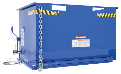 Centerline Dynamics Forklift Attachments Vestil Steel Drop Bottom Hopper 1 Cubic Yard 3,000 Lb. Capacity Blue DBH-100-3