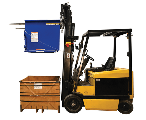 Centerline Dynamics Forklift Attachments Vestil Steel Drop Bottom Hopper 1 Cubic Yard 3,000 Lb. Capacity Blue DBH-100-3