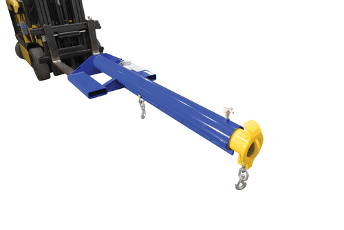 Centerline Dynamics Forklift Attachments Vestil Steel Economy Telescoping Lift Boom 24 In. Fork Pocket Center 6,000 Lb. Capacity Blue and Yellow LM-EBT-6-24
