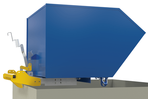 Centerline Dynamics Forklift Attachments Vestil Steel Heavy Duty Bump & Dump Hopper 1-1/2 Cubic Yard 6,000 Lb. Capacity Blue H-150-HD-BD