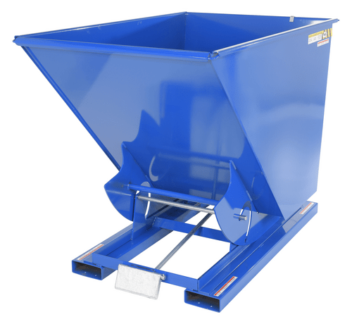 Centerline Dynamics Forklift Attachments Vestil Steel Heavy Duty Self Dumping Hopper 1-1/2 Cubic Yard 6000 Lb. Capacity Blue D-150-HD