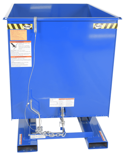 Centerline Dynamics Forklift Attachments Vestil Steel Heavy Duty Self Dumping Hopper 1-1/2 Cubic Yard 6000 Lb. Capacity Blue D-150-HD
