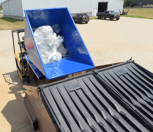 Centerline Dynamics Forklift Attachments Vestil Steel Heavy Duty Self Dumping Hopper 1-1/2 Cubic Yard 6000 Lb. Capacity Blue D-150-HD