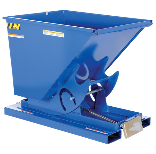 Centerline Dynamics Forklift Attachments Vestil Steel Heavy Duty Self Dumping Hopper 1/2 Cubic Yard 6000 Lb. Capacity Blue D-50-HD