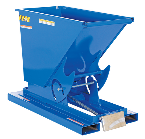 Centerline Dynamics Forklift Attachments Vestil Steel Heavy Duty Self Dumping Hopper 1/3 Cubic Yard 6000 Lb. Capacity Blue D-33-HD